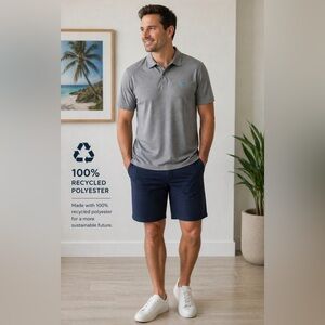 Men’s Tommy Bahama Gray Polo with Teal Dolphin Logo XL
